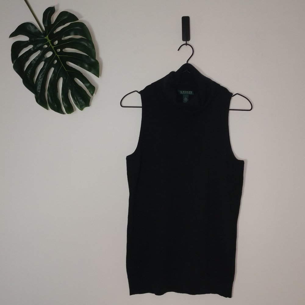 NWT Lauren Ralph Lauren Black Knit Turtleneck L